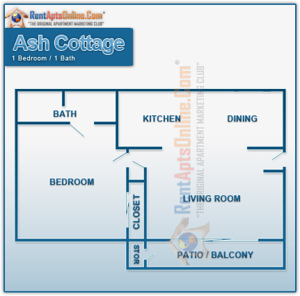 This image is the visual schematic representation of Ash Cottage in Sunflorin Village Apartments.
