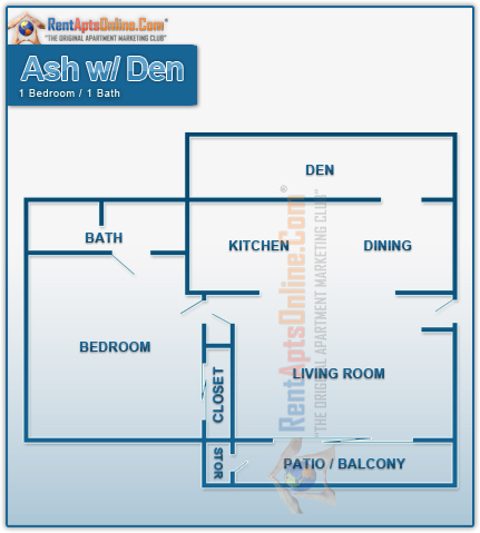 This image is the visual schematic representation of Ash with Den in Sunflorin Village Apartments.
